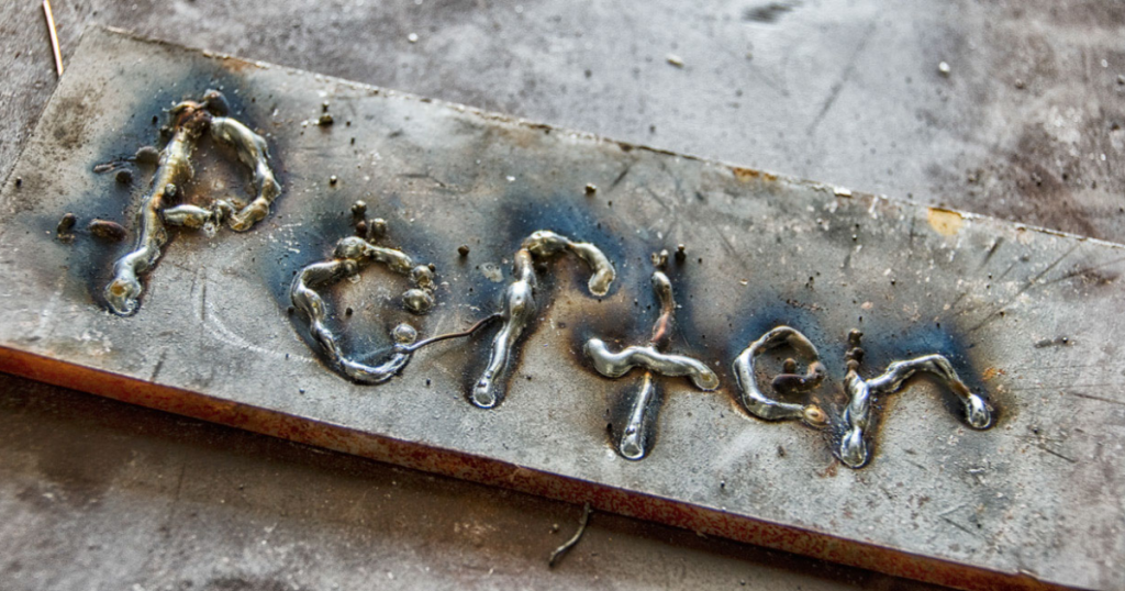 Welding Practice on a Nameplate